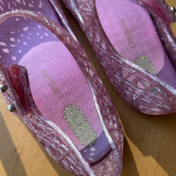 EUC Mini Melissa Pink Glitter Sandals Toddler Size 9 - Picture 3 of 5